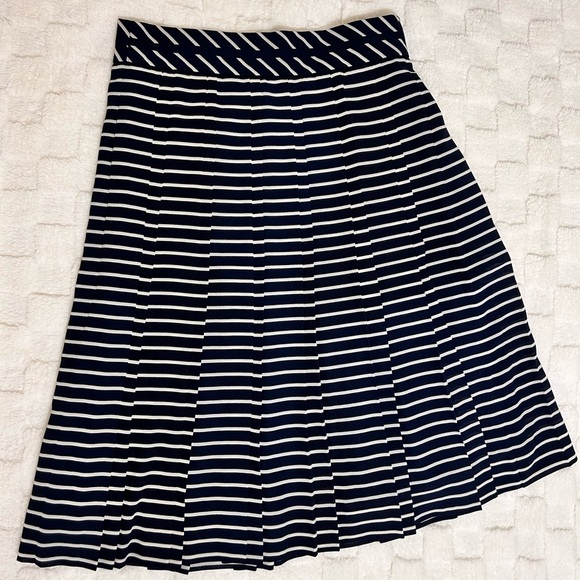 J. Crew Blue and Silver Pleated Midi Skirt - Picture 2 of 9